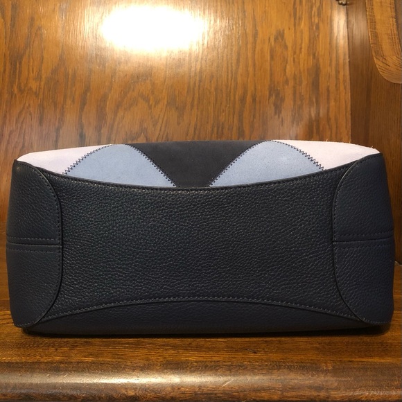 NWT-Kate Spade-Leila-Med 3 Compartment Shoulder-Patchwork Suede-Blazer Blue-$479 - Picture 7 of 15